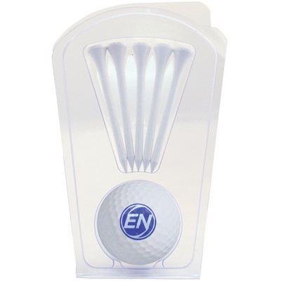 Golf Ball Clamshell with Five Golf Tees
