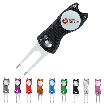 Foldable Golf Divot Repair Tool and Golf Ball Markers Set