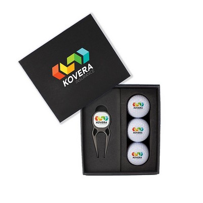 Cuatro Divot Tool and Golf Ball Mini Presentation Box